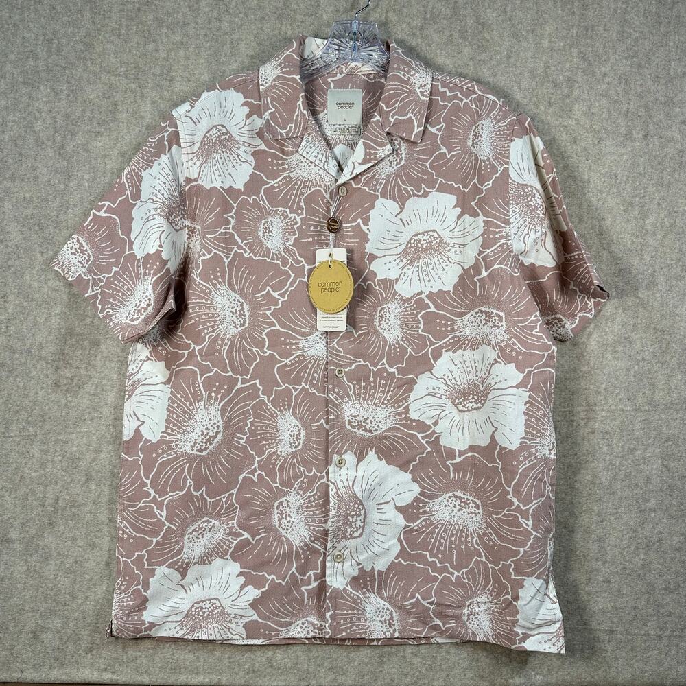COMMON PEOPLE Luxury Linen Blend Hibiscus Rust Short Sleeve - Men's Large NWT